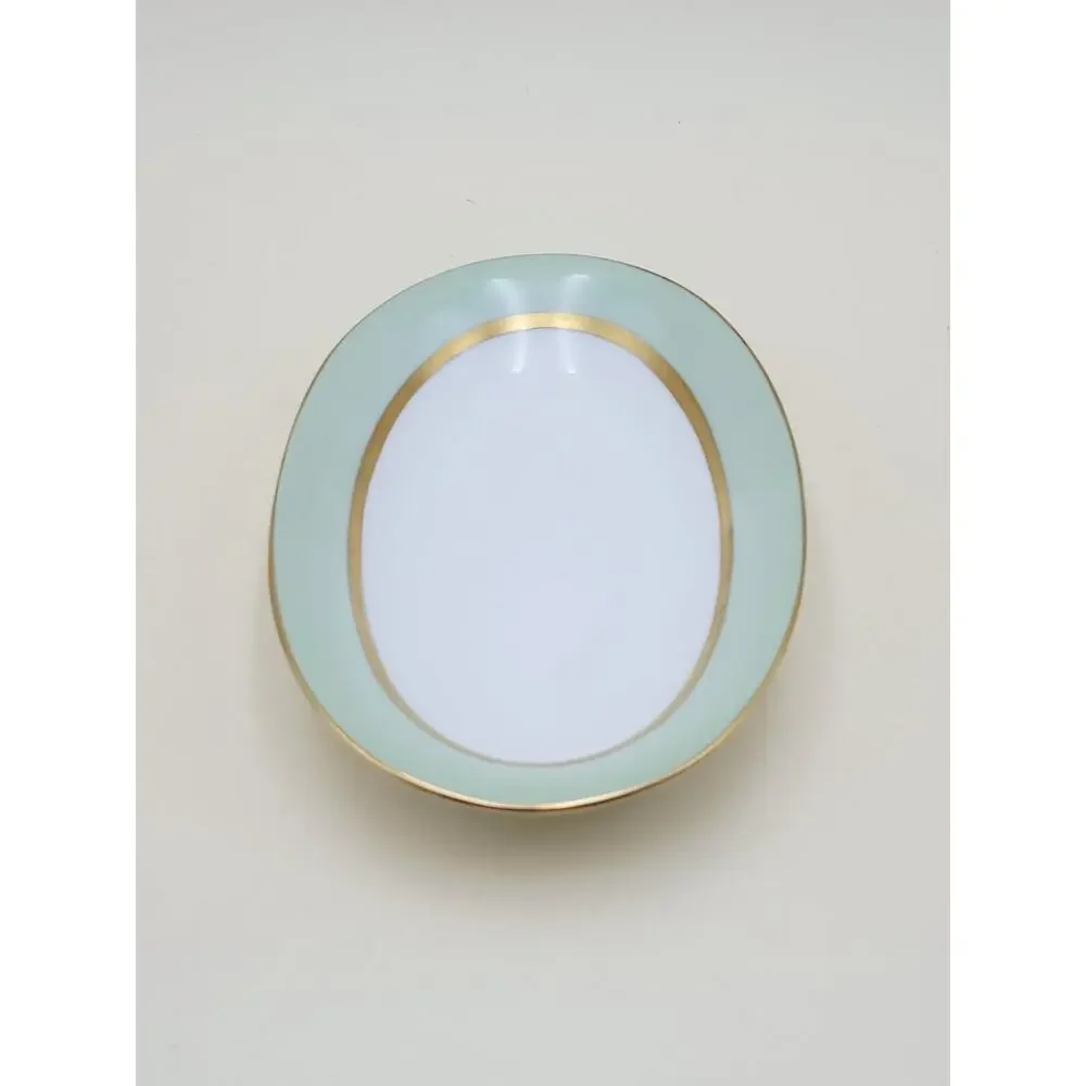 Vintage Tirschenreuth Bavaria Clyde 4245 Porcelain Oval Pickle Dish Mint Gold